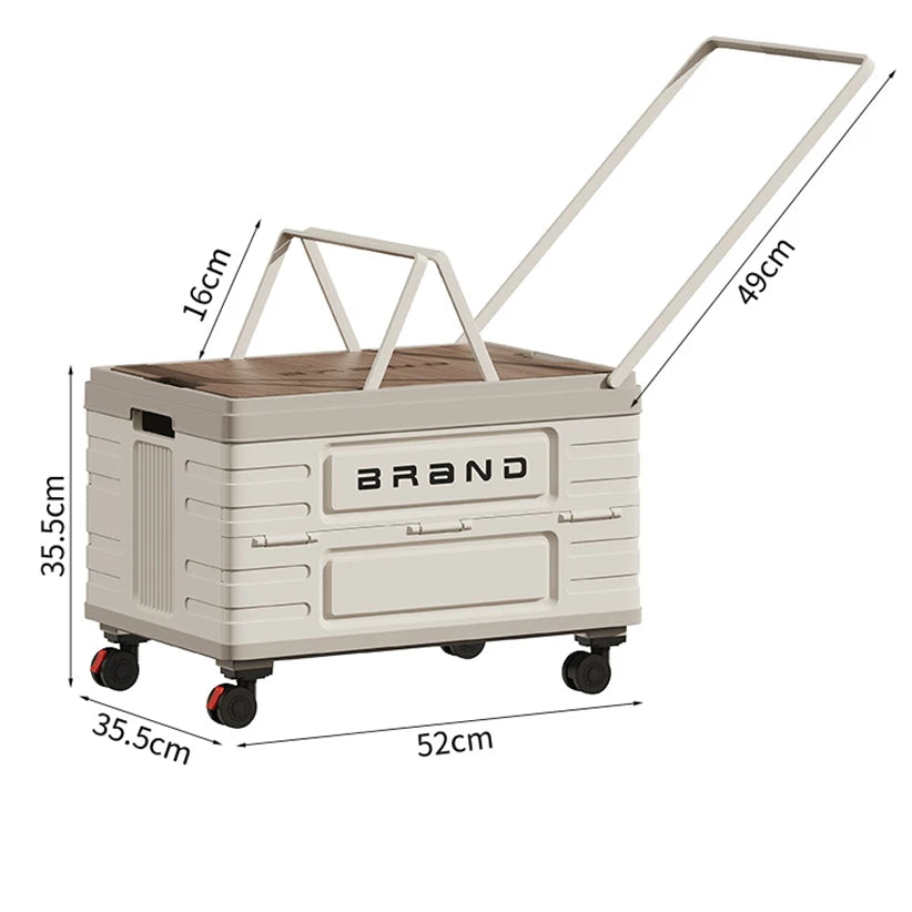 Foldable Rotating Storage Cart With Silent Wheels And Locking Brakes