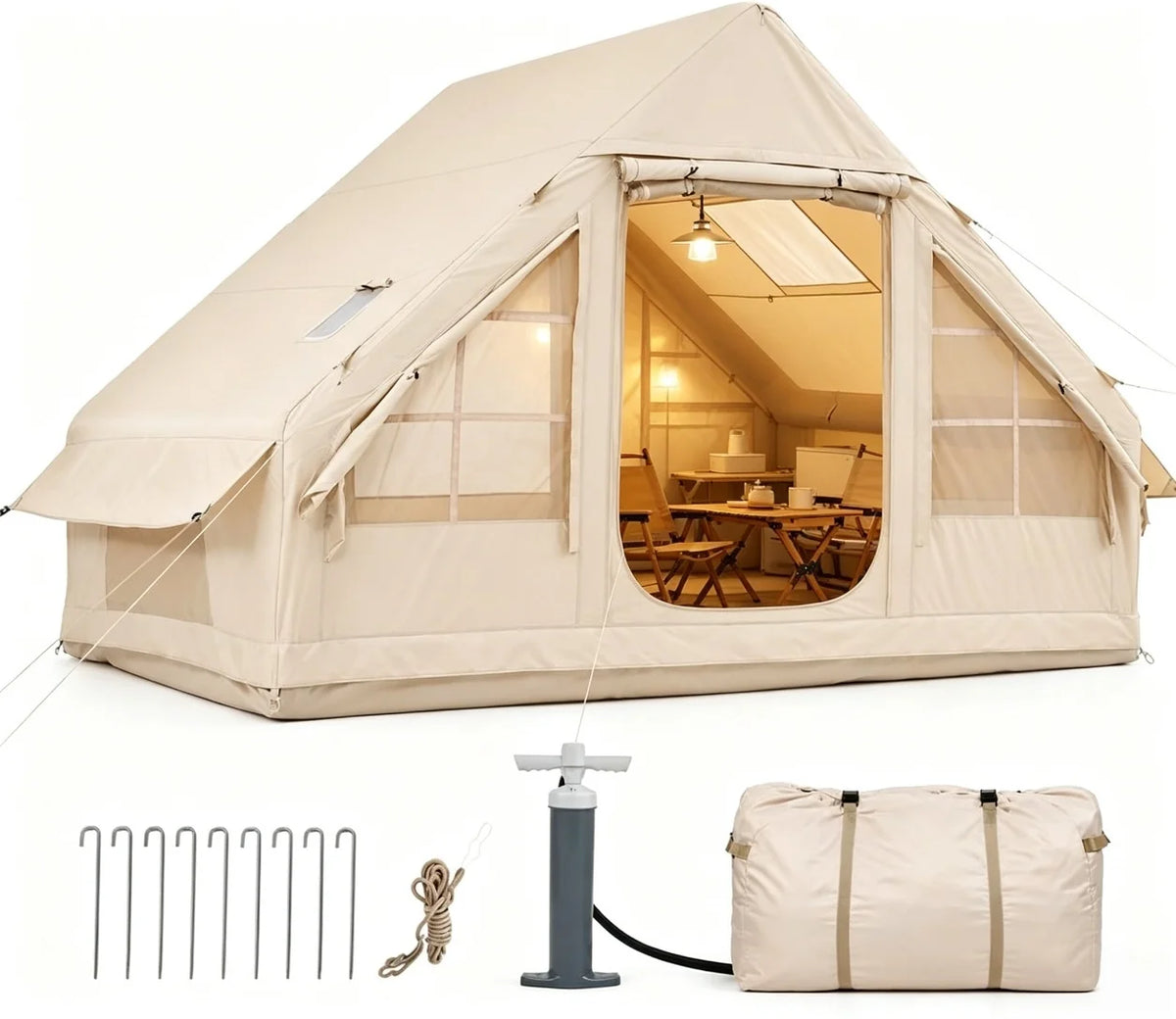 AOXUN Inflatable Camping Tent With Skylight And Stove Jack