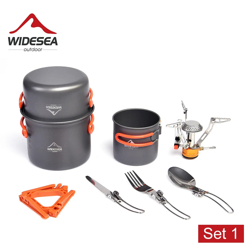 Widesea Portable Camping Cookware Set With Folding Utensils