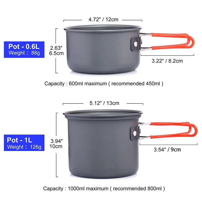 Widesea Portable Camping Cookware Set With Folding Utensils