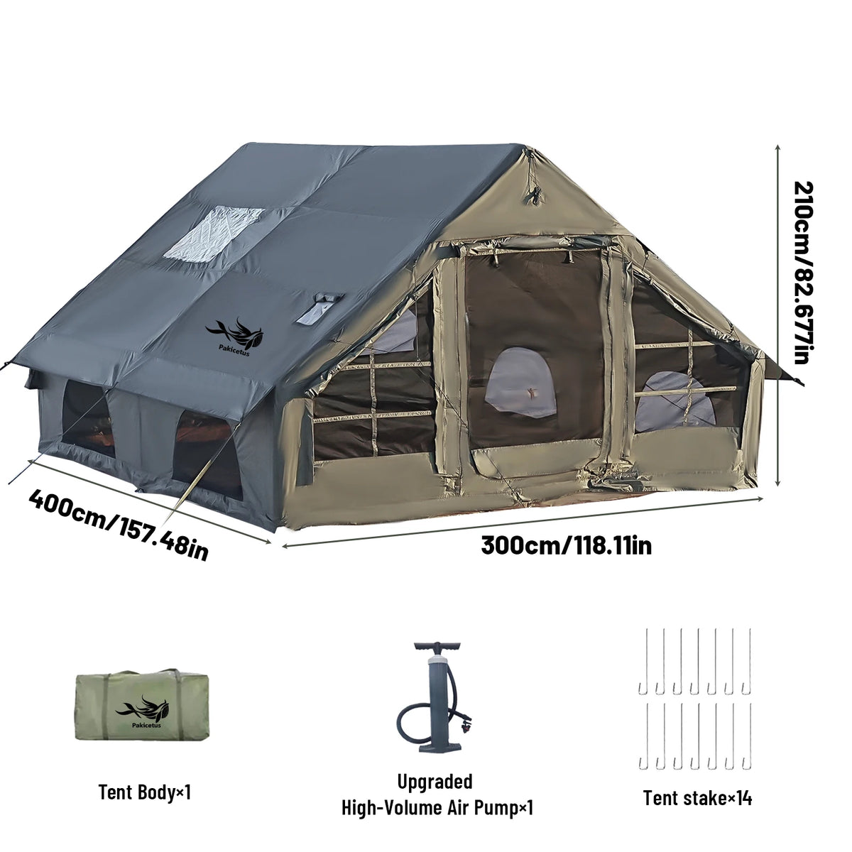PAKICETUS Luxury Inflatable Camping Tent With Skylight and Air Pump