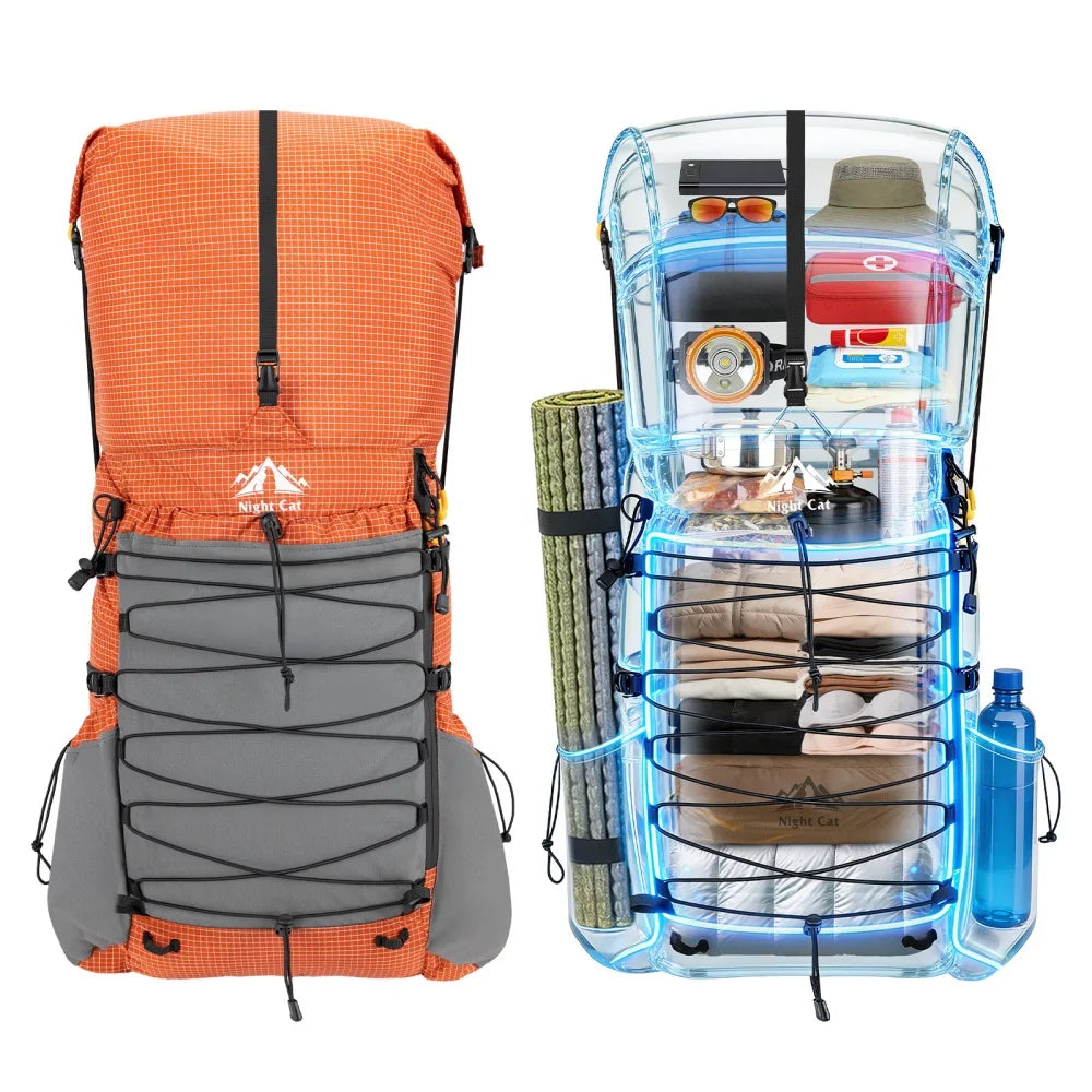 Night Cat Lightweight Waterproof Hiking Backpack With Rain Cover
