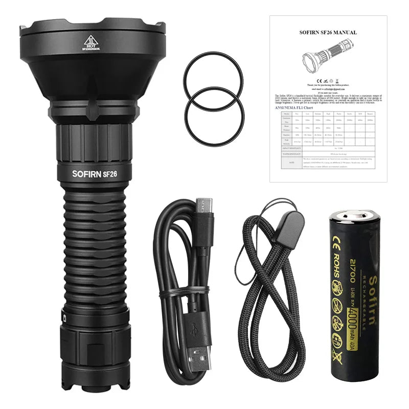Sofirn SF26 Tactical Rechargeable LED Flashlight With USB C Charging