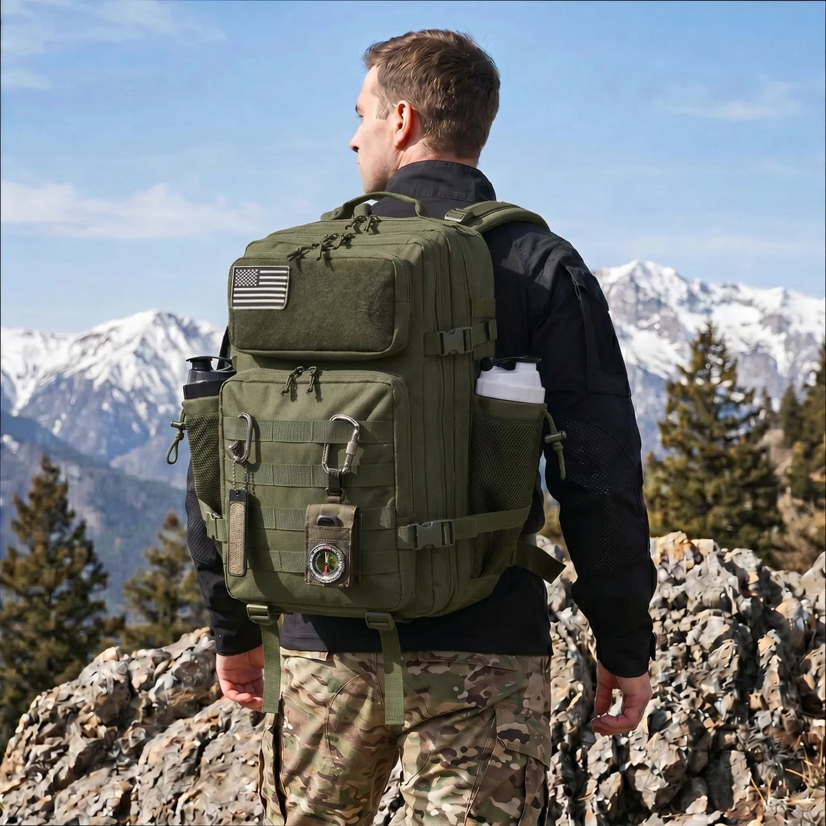 ReFire Gear Tactical Fishing Backpack With Dual Bottle Holders
