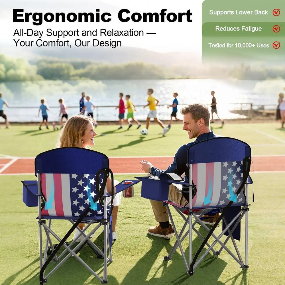 Folding Camping Chairs With Cooler Pouch And Cup Holder