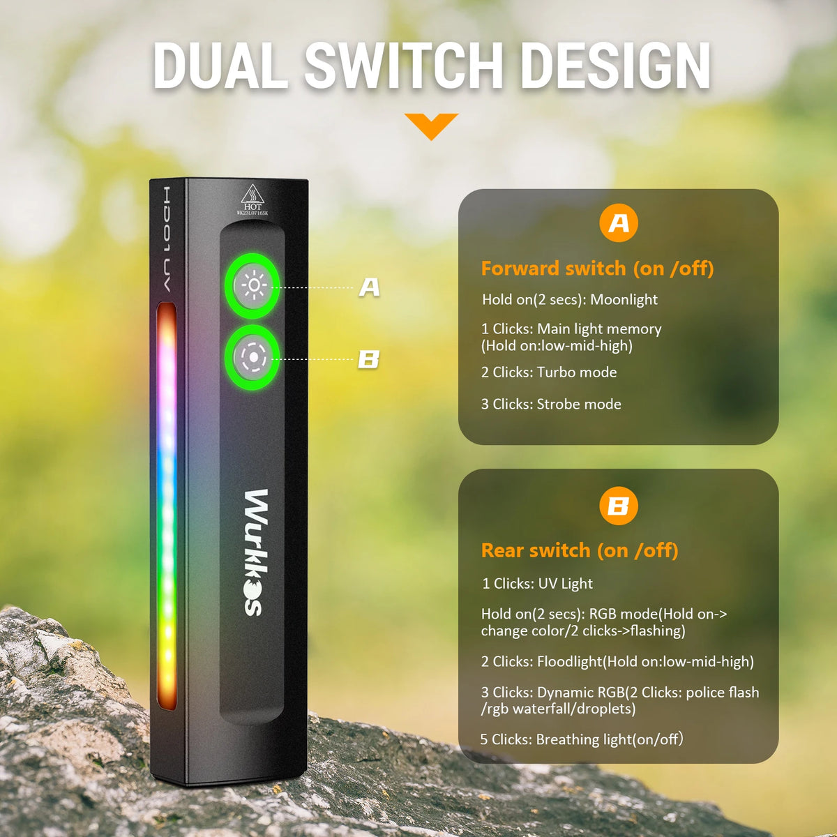 Wurkkos HD01 Multifunctional UV EDC Rechargeable Flashlight