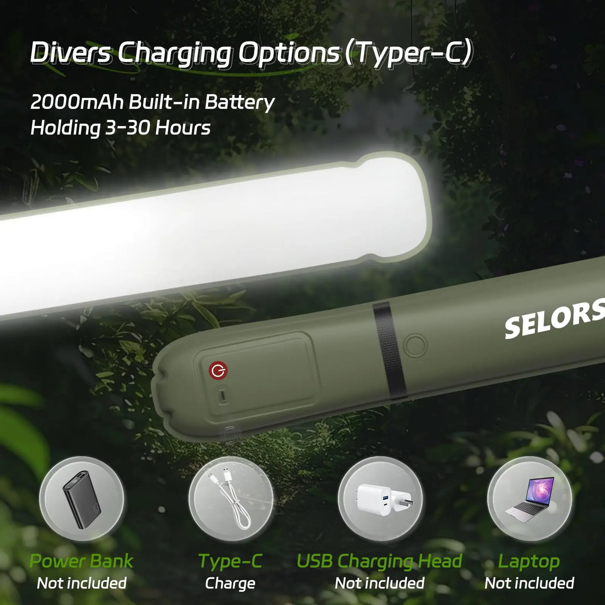 SELORSS Rechargeable Waterproof Portable Camping Lantern With Folding Design