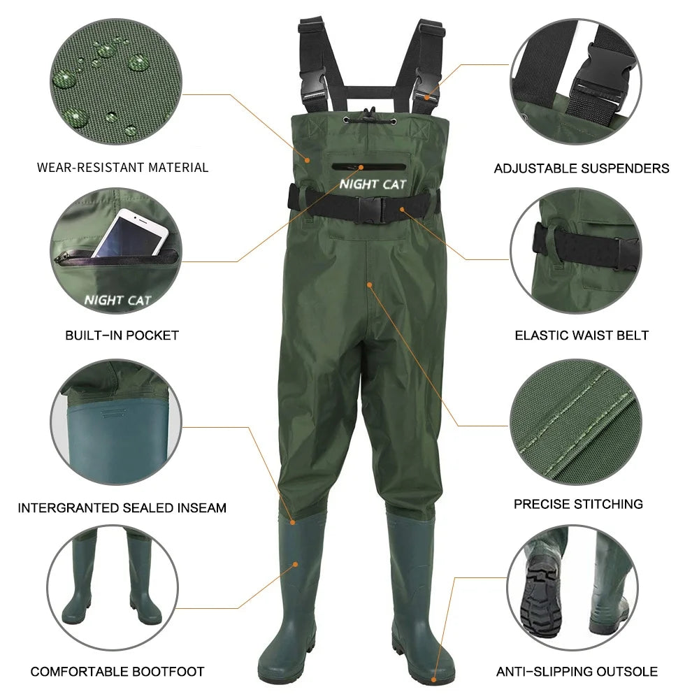 Night Cat Waterproof Chest Waders With Boots For Hunting Fishing