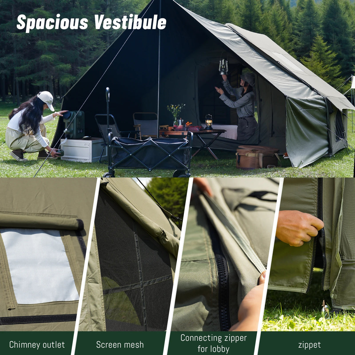 Pakicetus Inflatable Luxury Glamping Tent With Roof Window For Camping