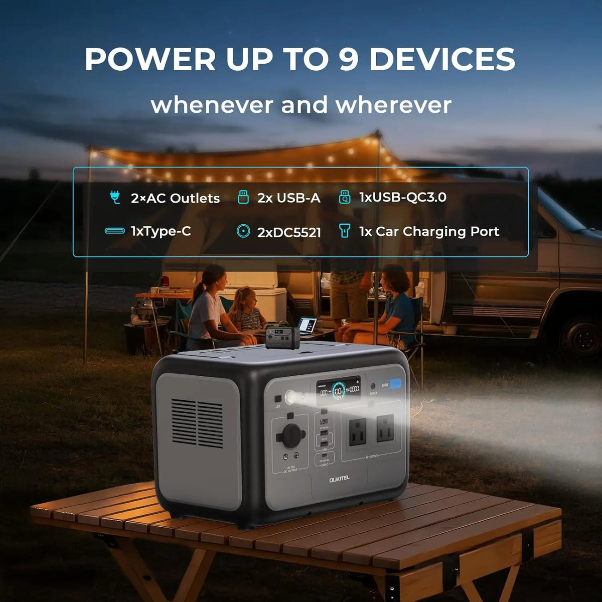 OUKITEL Portable Power Station Solar Generator LiFePO4 Home Backup Camping