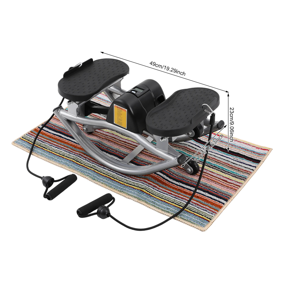 Rocking Stepper With Exercise Bands And Mat For Home Cardio