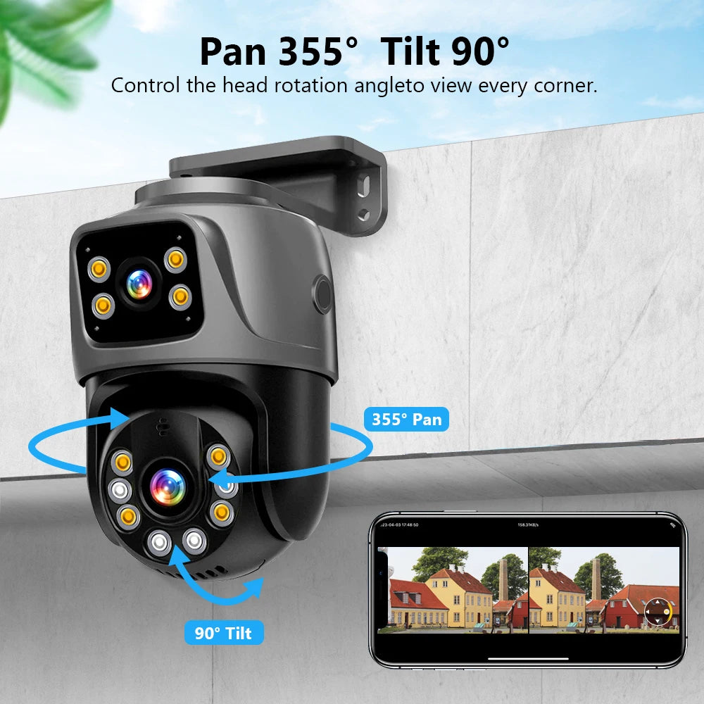 Movols Dual Lens PTZ PoE Camera Security System With NVR