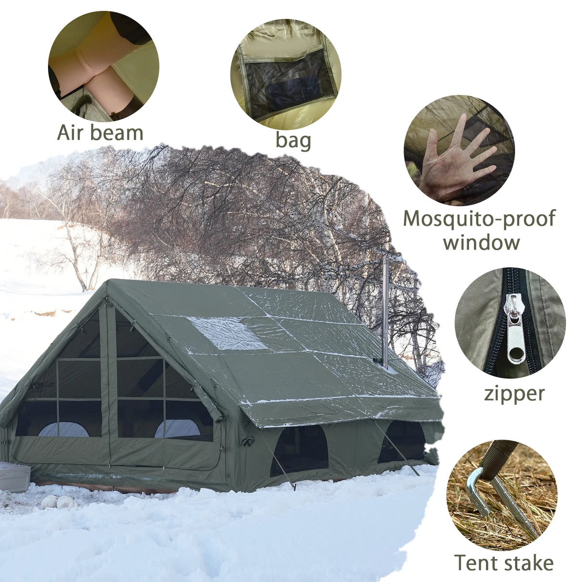 PAKICETUS Luxury Inflatable Camping Tent With Skylight and Air Pump