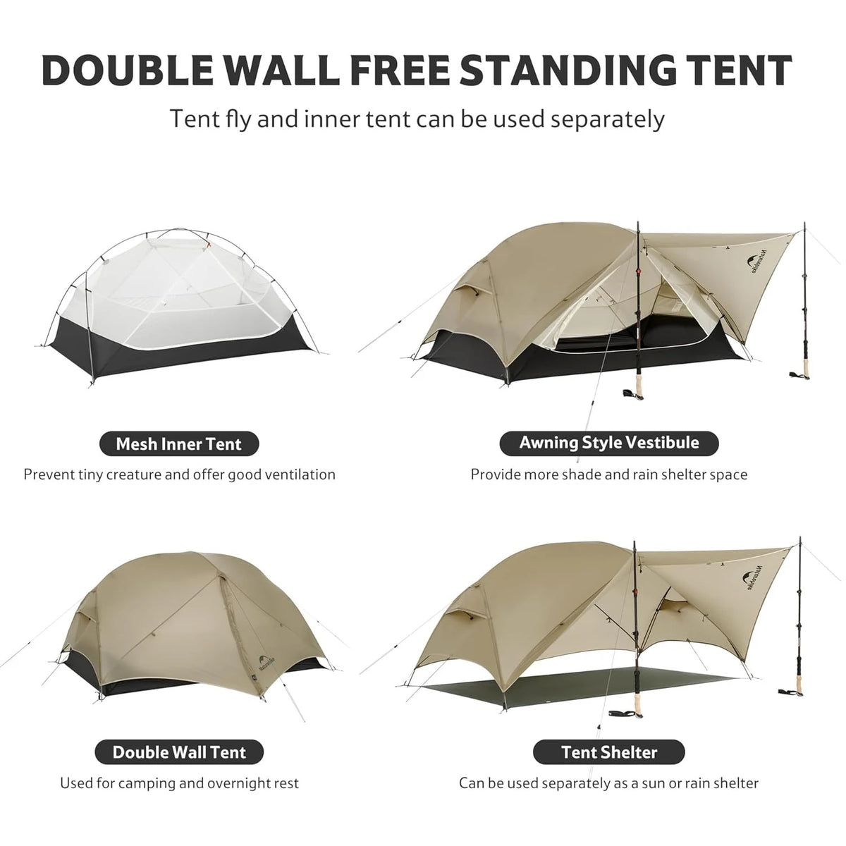 Naturehike Mongar Ultralight Waterproof Backpacking Camping Tent