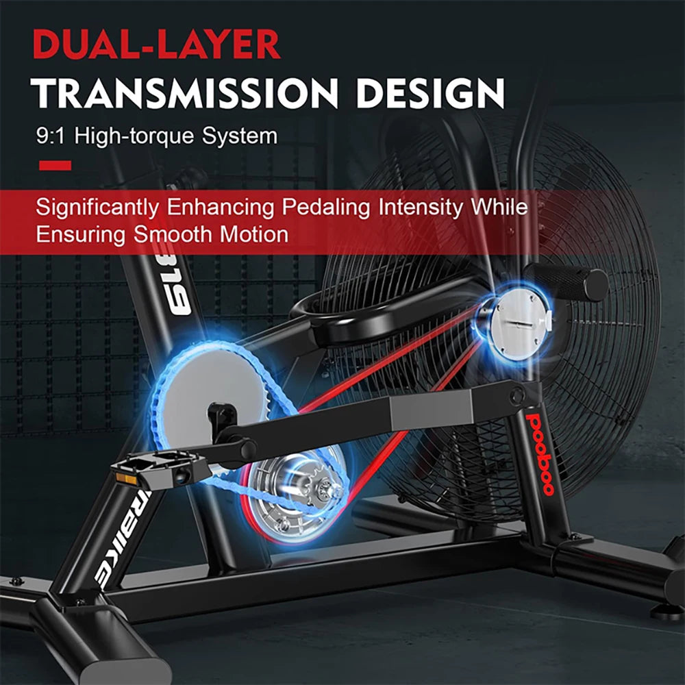 Pooboo Air Resistance Fan Bike For Full Body Cardio Workouts