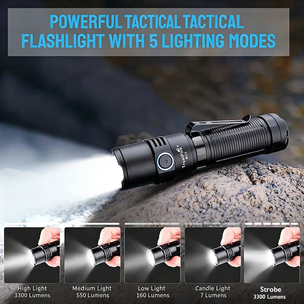 TrustFire MC5 3300LM Rechargeable Magnetic Waterproof LED Flashlight
