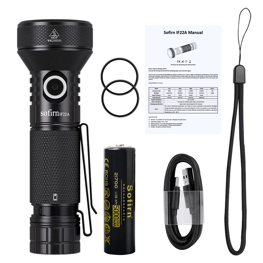Sofirn IF22A Long Range USB C Rechargeable LED Flashlight