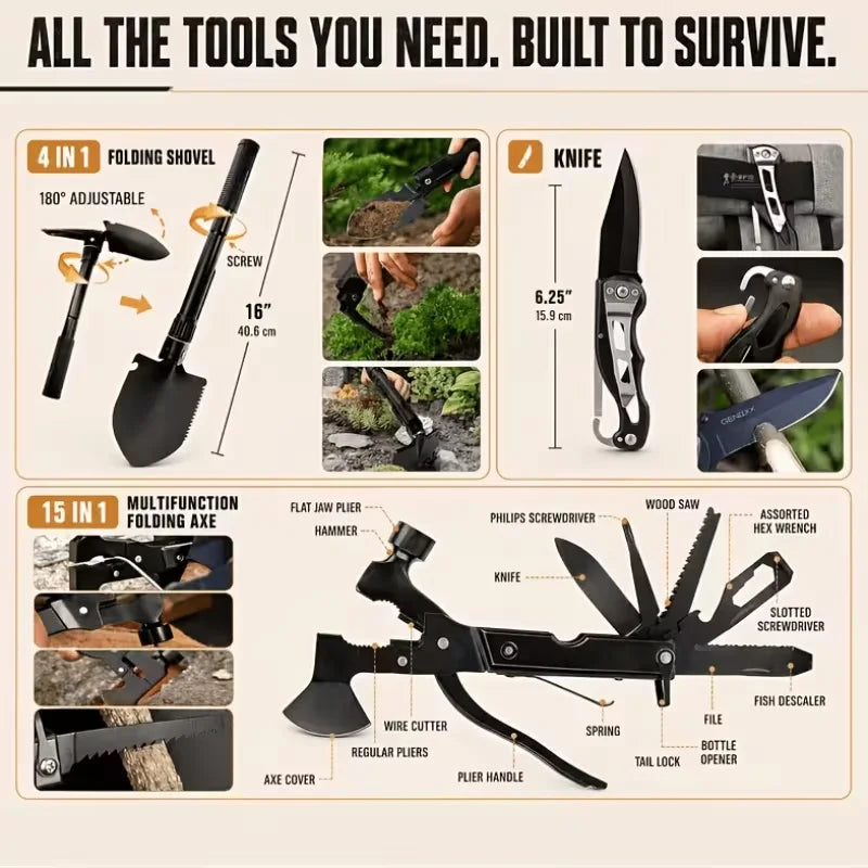 Survival Kit With First Aid Tools For Outdoor Adventures