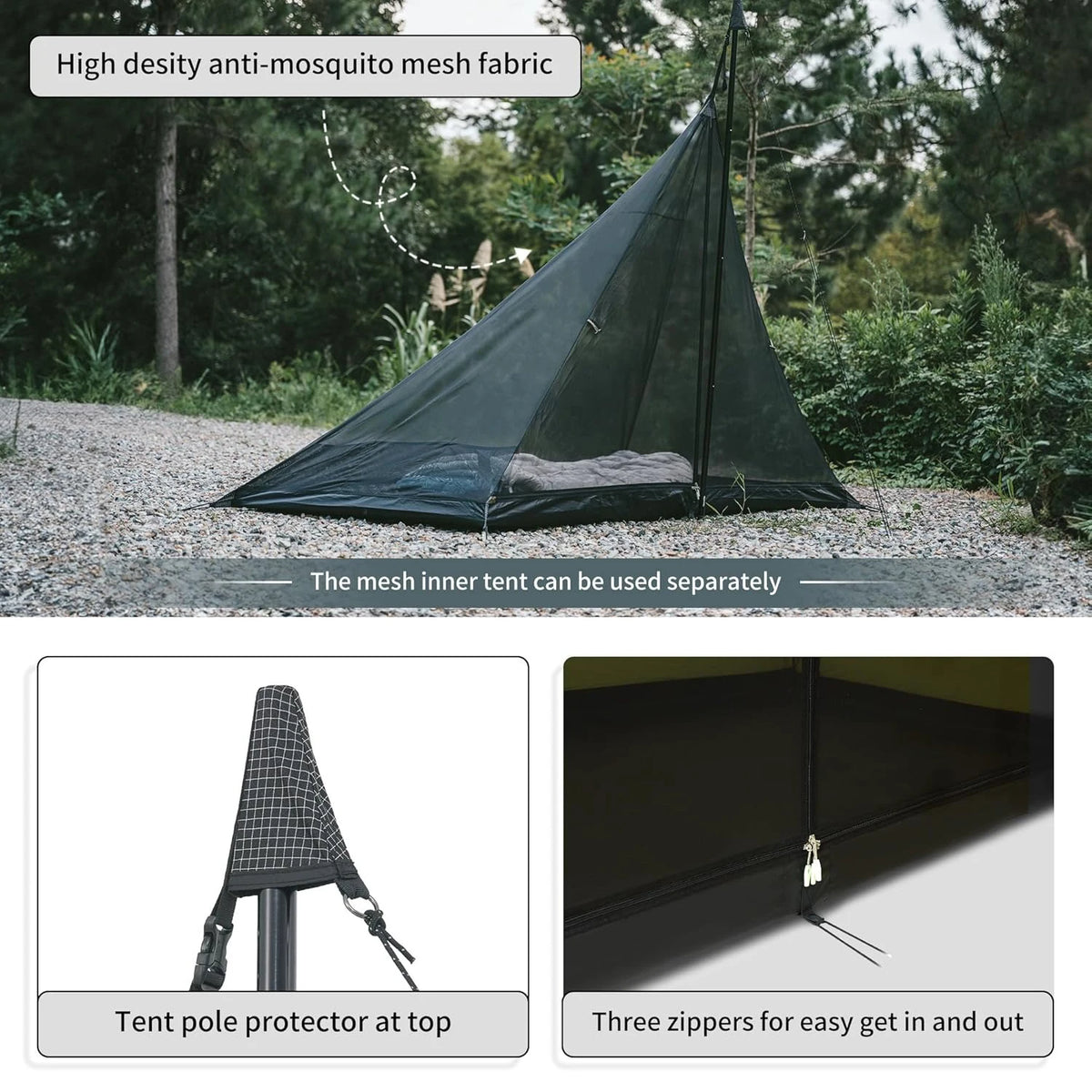 Naturehike Chimney Window Teepee Camping Tent With Flame Retardant Fabric