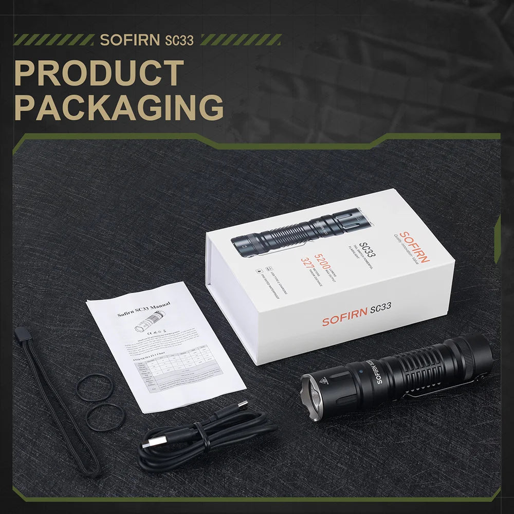 Sofirn SC33 Tactical LED Flashlight With USB C Rechargeable Design