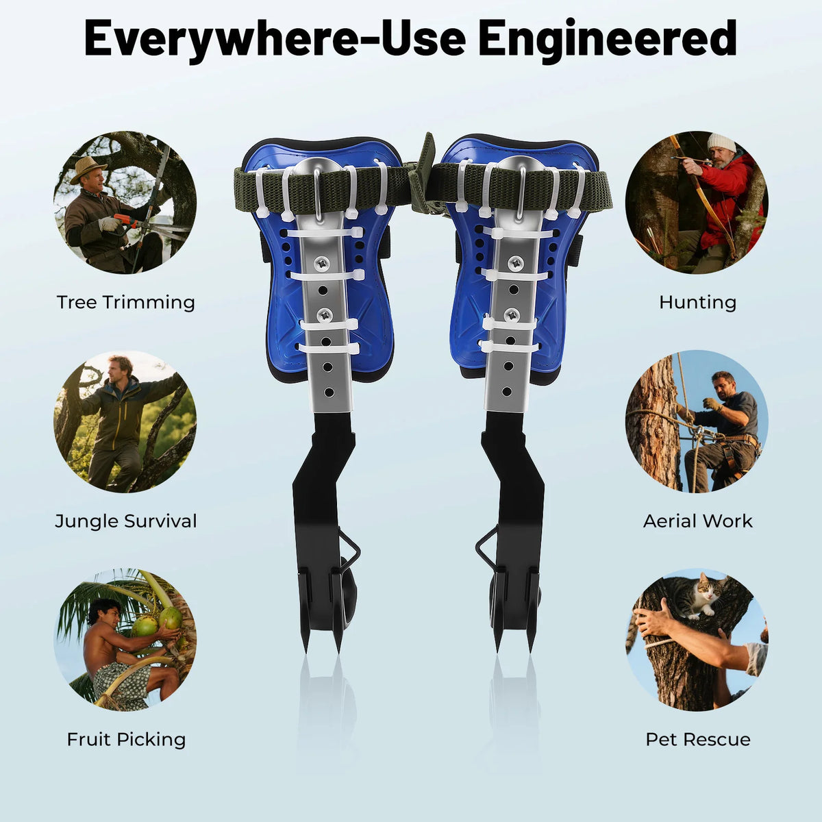 Professional Tree Climbing Spike Set With Adjustable Safety Gear