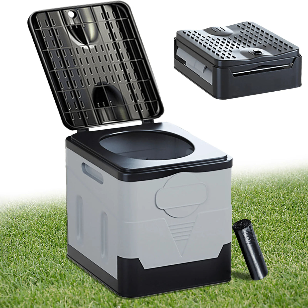 Portable Folding Camping Toilet With Lid And Waste Bags