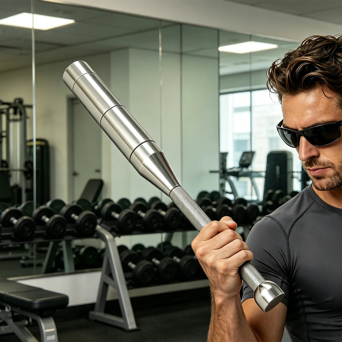 Adjustable Barbell With Knurled Grip For Home Strength Training