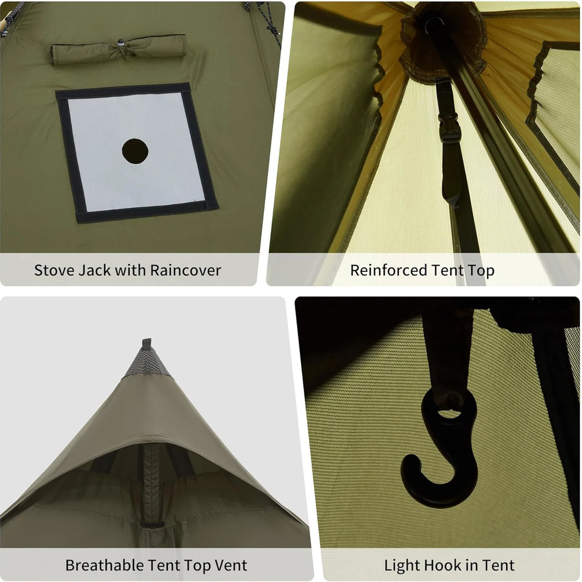 Naturehike Chimney Window Teepee Camping Tent With Flame Retardant Fabric