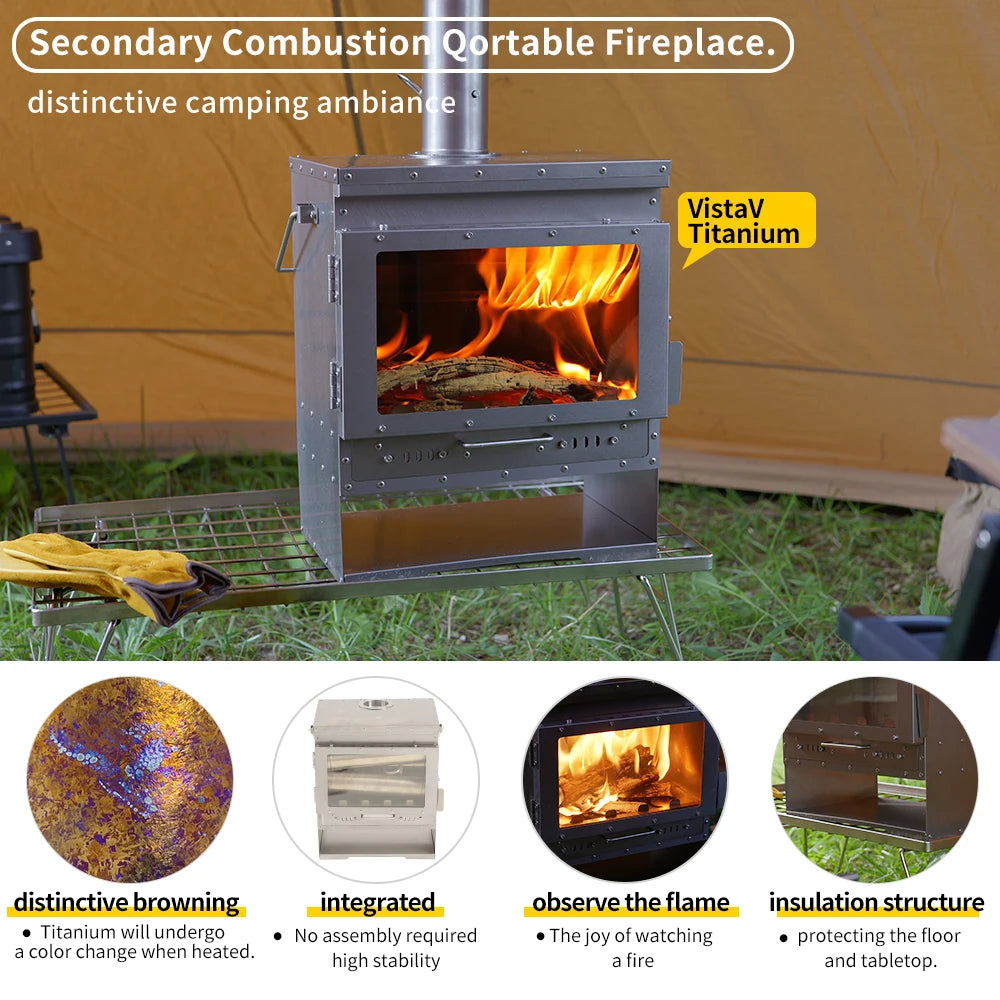 Soomloom Titanium Portable Wood Burning Camping Fireplace Stove