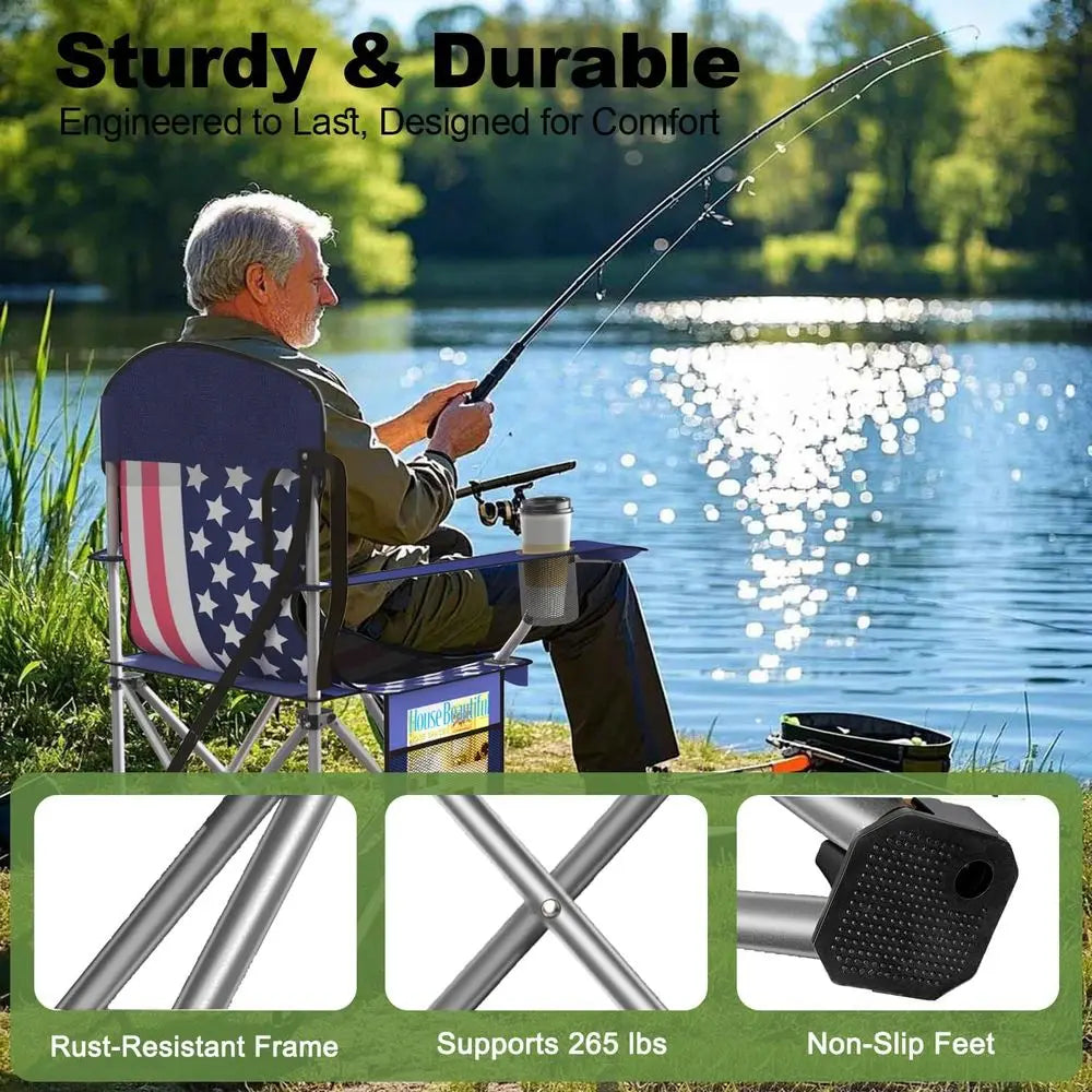 Folding Camping Chairs With Cooler Pouch And Cup Holder