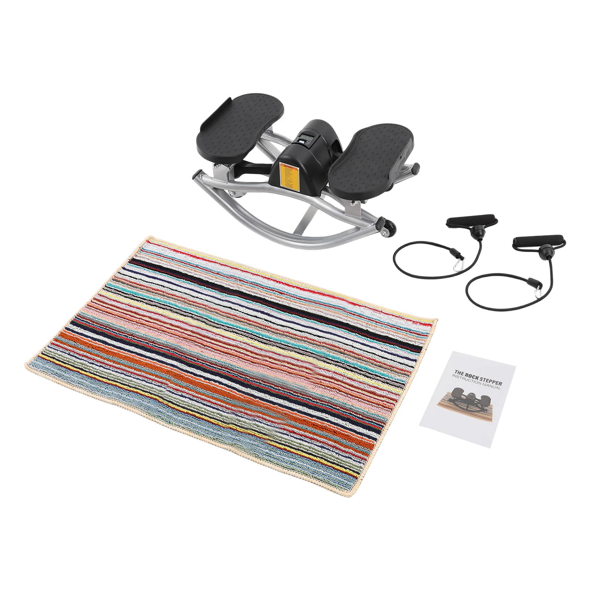 Rocking Stepper With Exercise Bands And Mat For Home Cardio