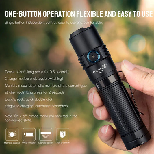TrustFire MC5 3300LM Rechargeable Magnetic Waterproof LED Flashlight