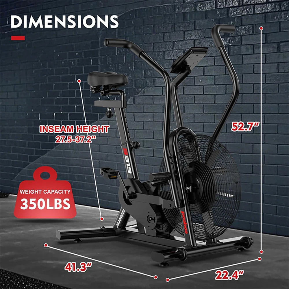 Pooboo Air Resistance Fan Bike For Full Body Cardio Workouts
