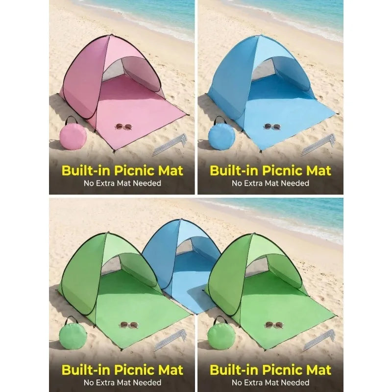 Instant Pop Up Family Beach Tent With Portable Carrying Bag