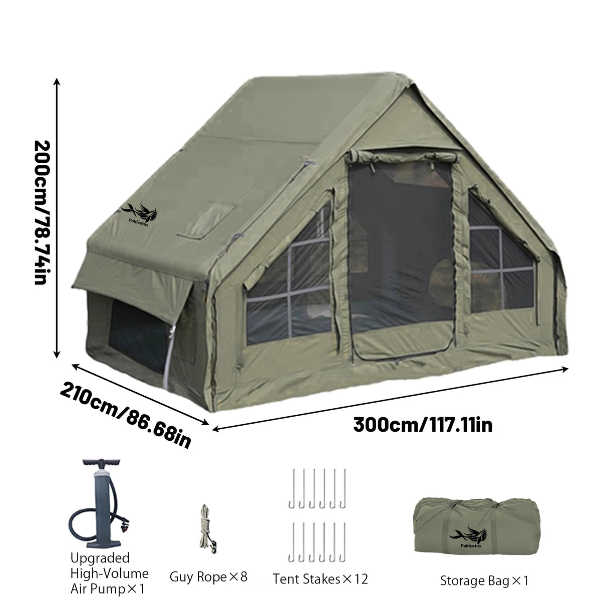 PAKICETUS Luxury Inflatable Camping Tent With Skylight and Air Pump