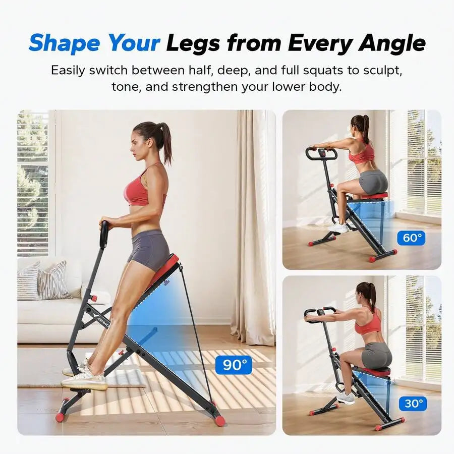 Foldable 2 In 1 Squat Rowing Machine For Home Workouts