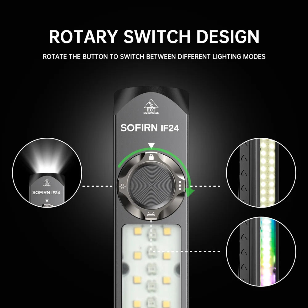 Sofirn IF24 RGB Rechargeable LED Flashlight with Magnetic Base