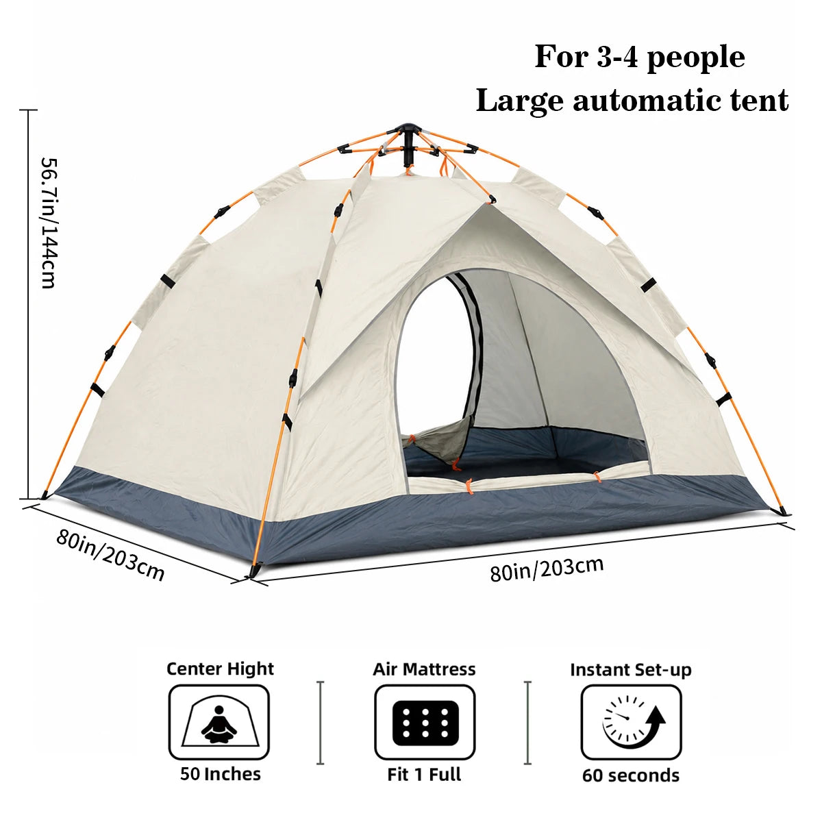 TRIBENEST Automatic Pop Up Camping Tent for Outdoor Adventures
