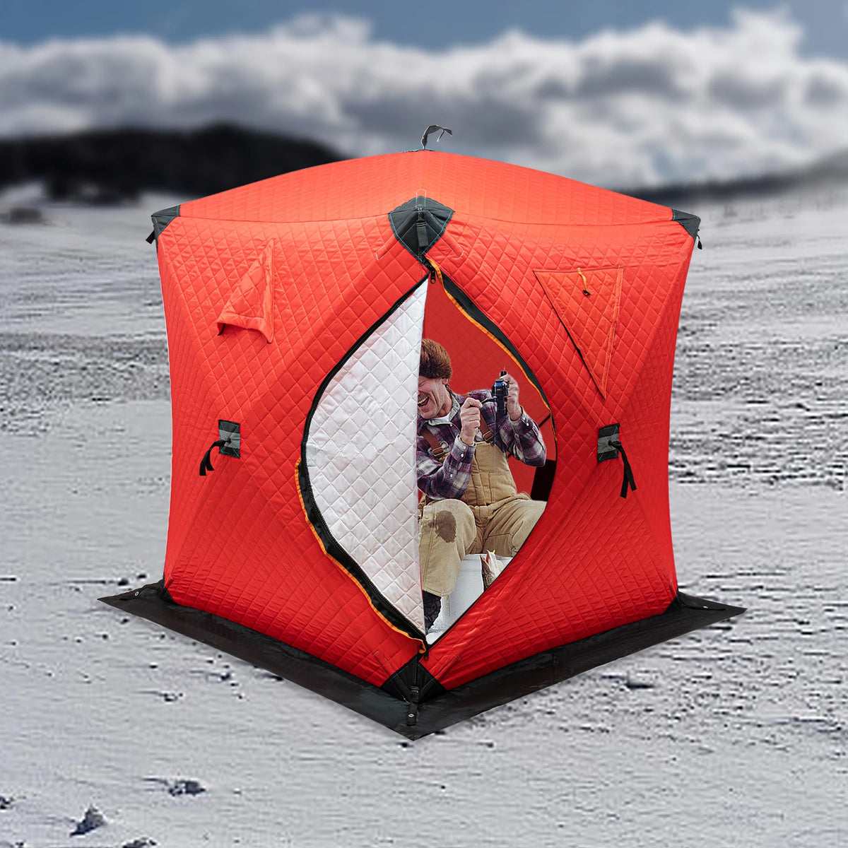 Portable Waterproof Windproof Ice Fishing Tent With Reinforced Fiberglass Poles