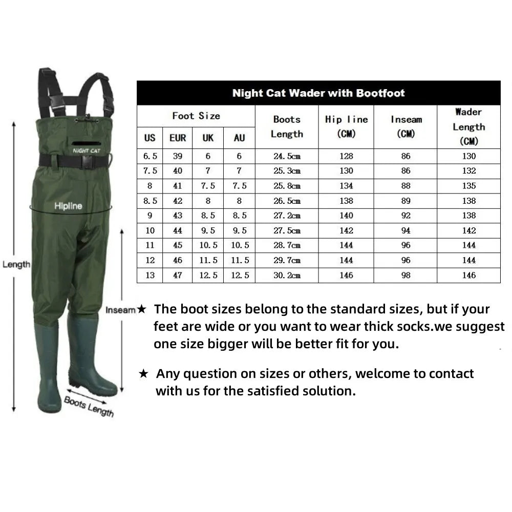 Night Cat Waterproof Chest Waders With Boots For Hunting Fishing