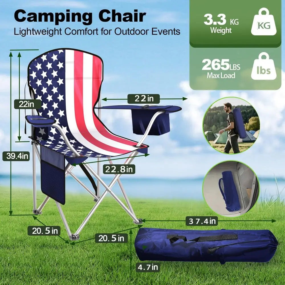 Folding Camping Chairs With Cooler Pouch And Cup Holder
