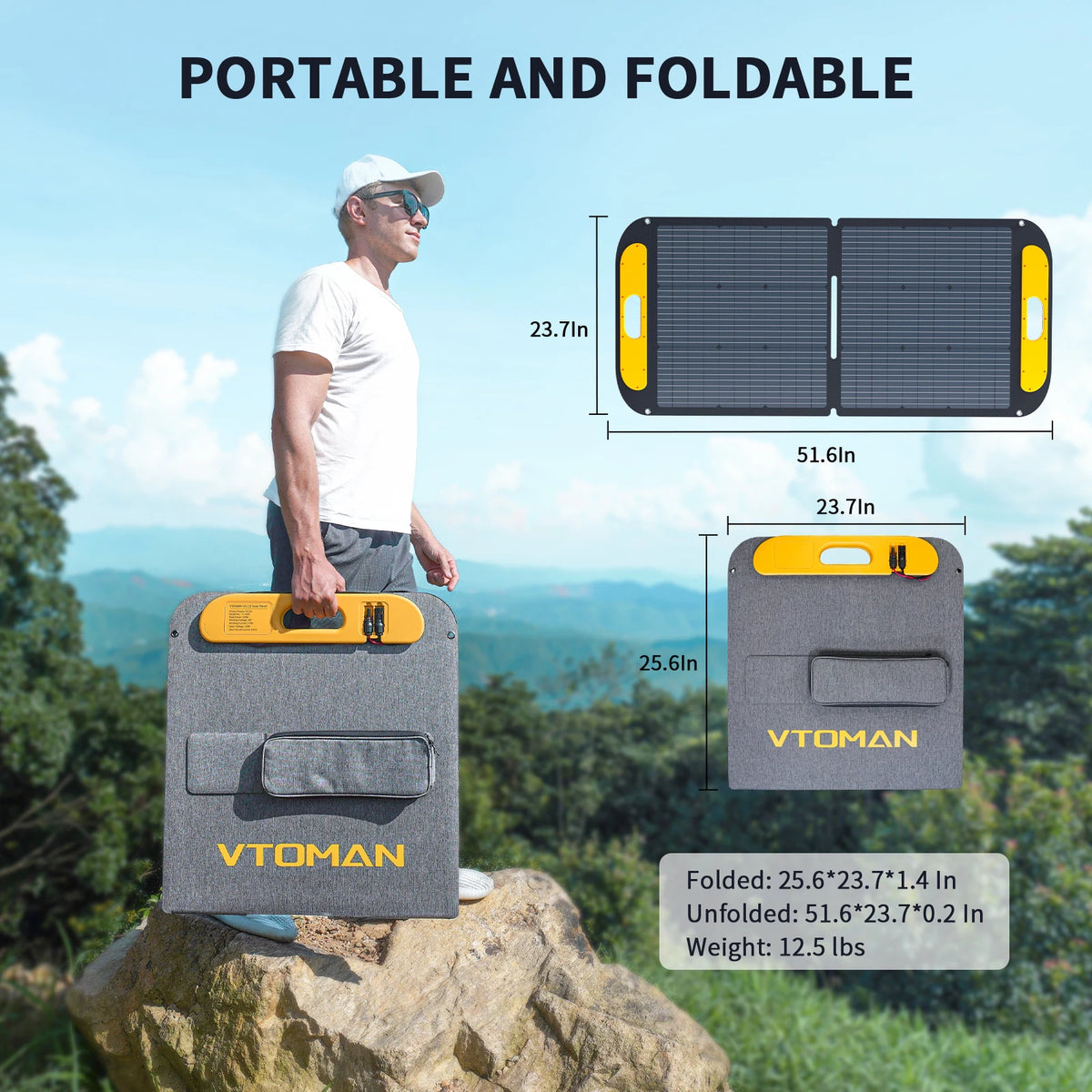 VTOMAN Portable Folding Solar Panel Charger With Adjustable Kickstands