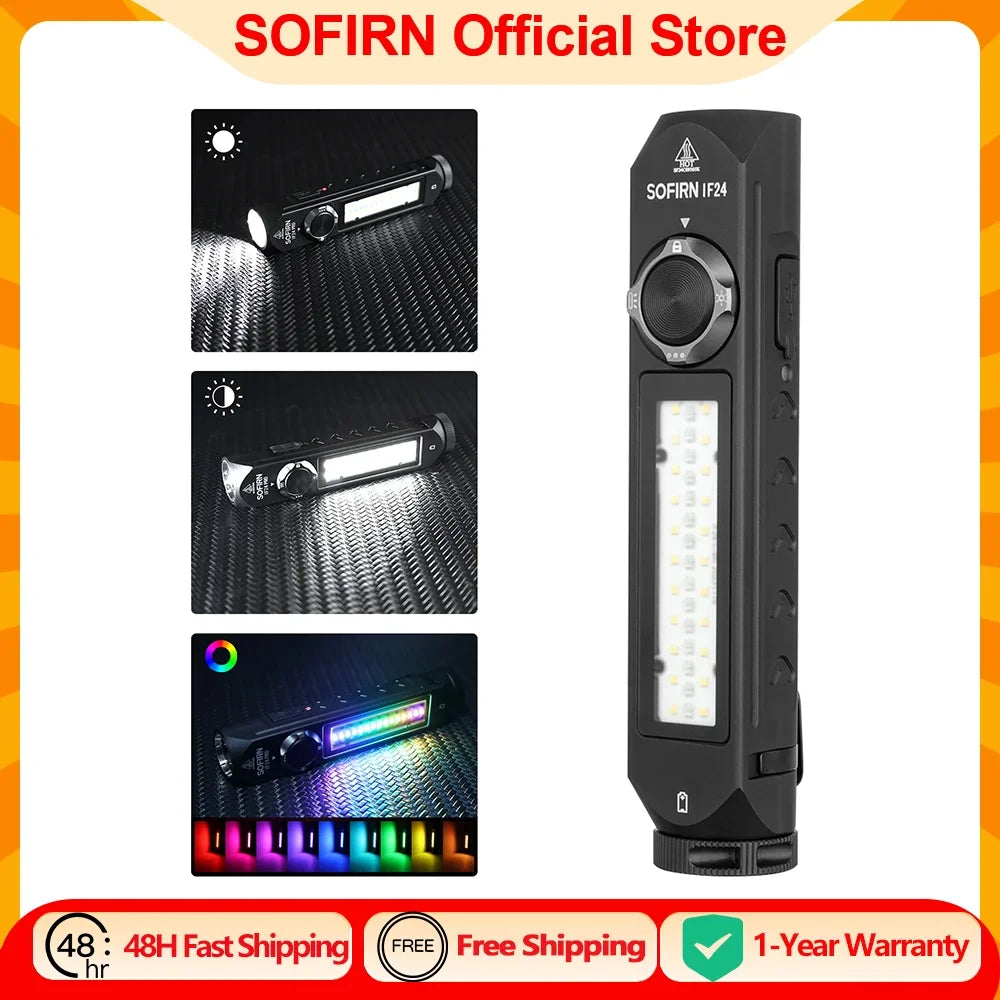 Sofirn IF24 RGB Rechargeable LED Flashlight with Magnetic Base