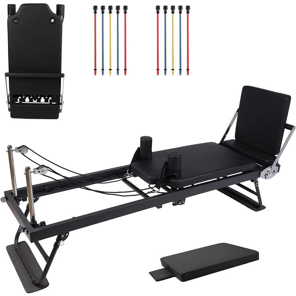HiMISS Foldable Pilates Reformer Machine With Adjustable Heights