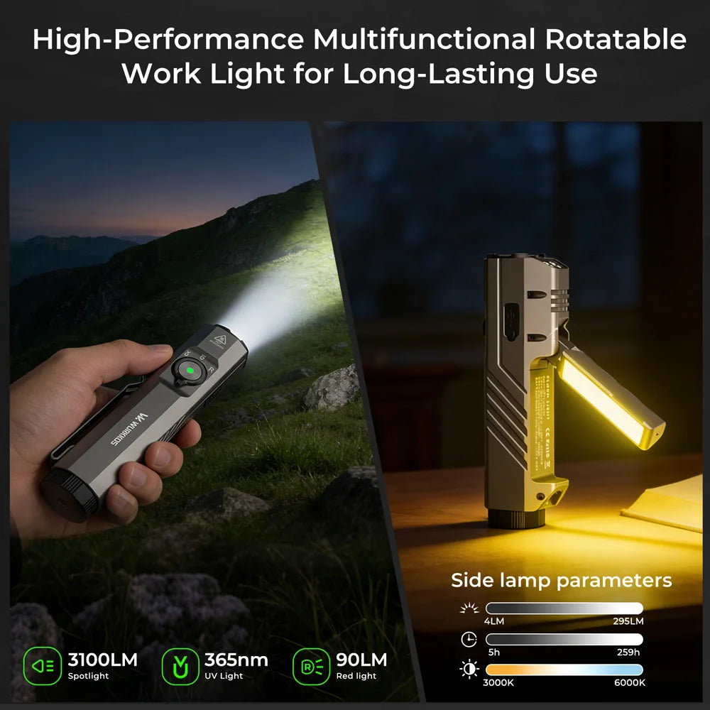 Wurkkos HD05 Multifunctional Rechargeable LED Flashlight for Hunting and Hiking