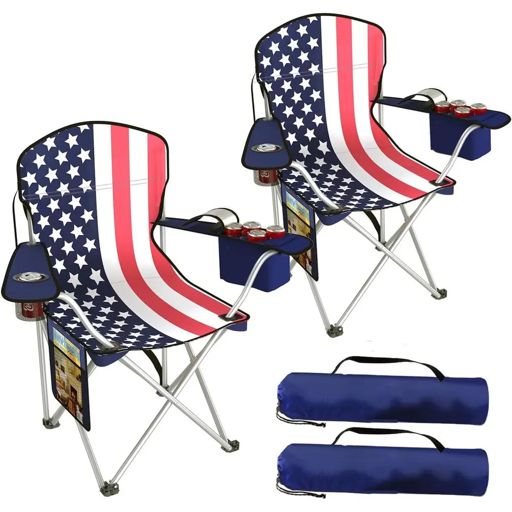 Folding Camping Chairs With Cooler Pouch And Cup Holder