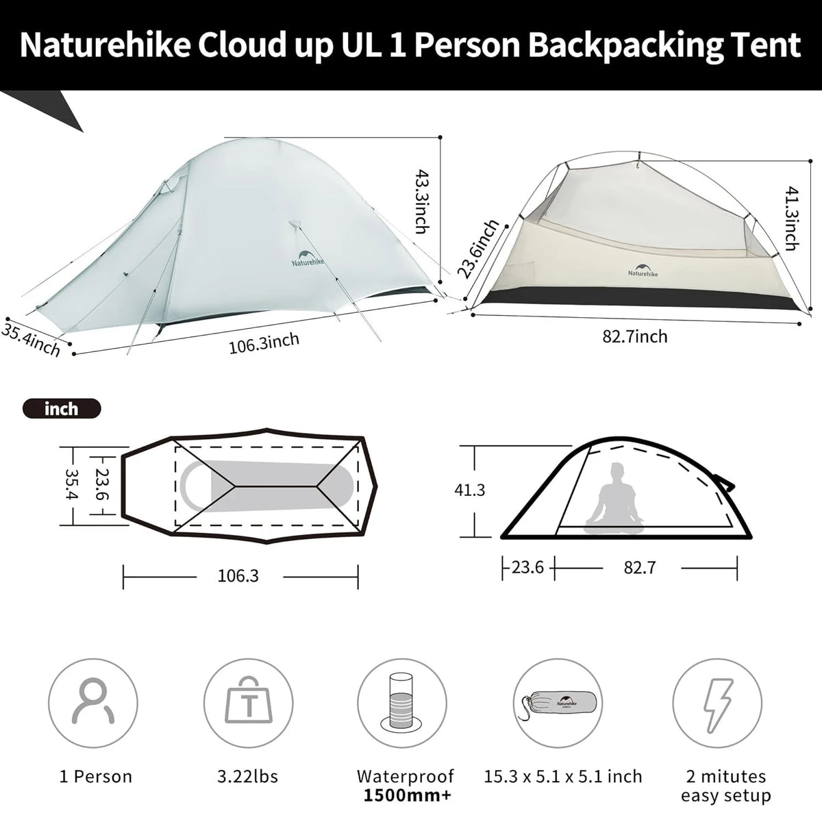 Naturehike Ultralight Double Layer Waterproof Backpacking Tent
