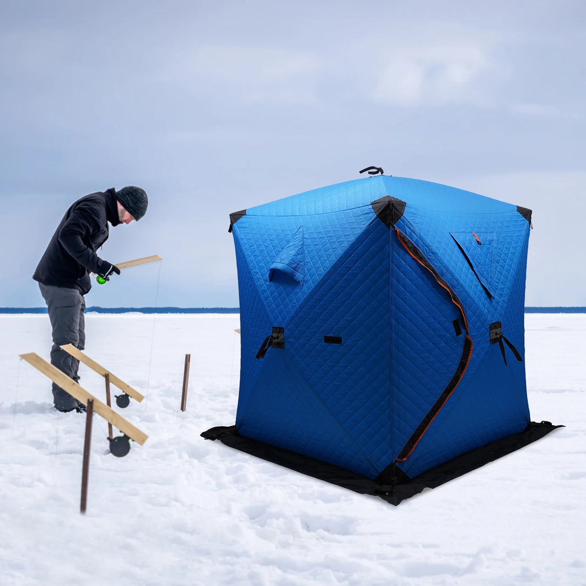 Portable Waterproof Windproof Ice Fishing Tent With Reinforced Fiberglass Poles