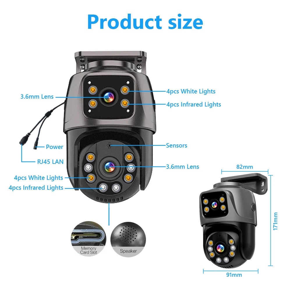 Movols Dual Lens PTZ PoE Camera Security System With NVR