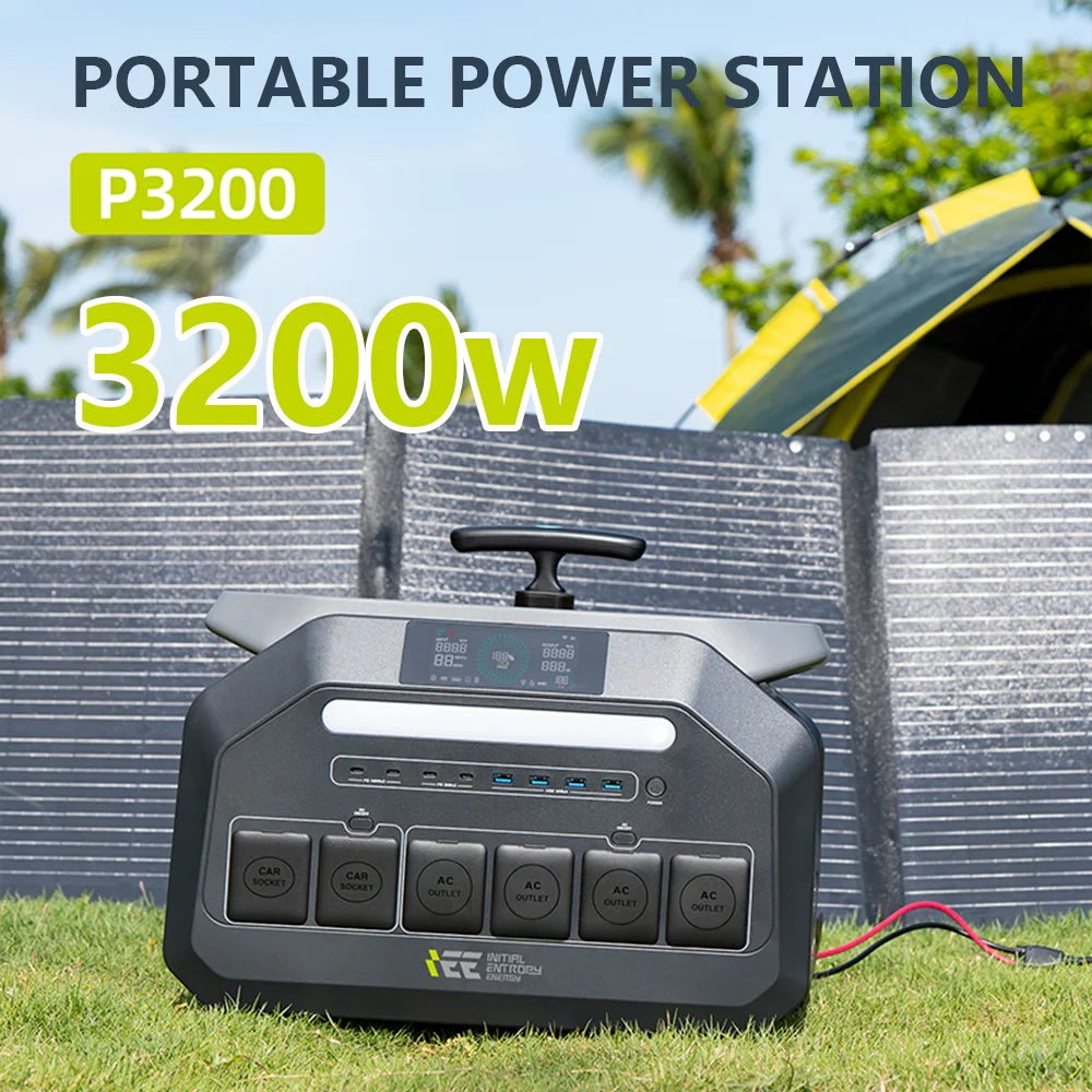 IEE P3200 Portable Power Station With LiFePO4 Solar Backup